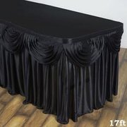 6' Black Satin double drape table squirt