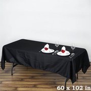 60x102" Black Polyester Rectangular Tablecloth