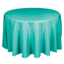 Linen: Turquoise Round Tablecloth 108 Linen: Turquoise Round Tablecloth 108