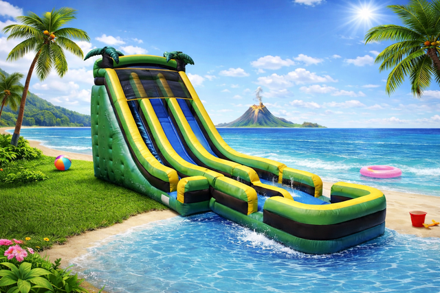 26FT Dual Lane Tropical Splash Water Slide 26FT Dual Lane Tropical Splash Water Slide
