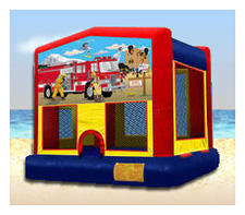 Fire Truck Theme Moonwalk Inflatable Party Rental