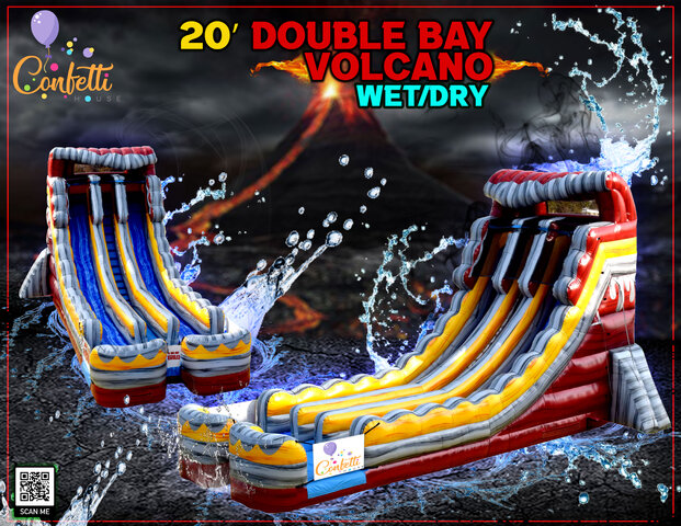 20' Double Bay Volcano Wet/Dry Inflatable Slide 20' Double Bay Volcano Wet/Dry Inflatable Slide