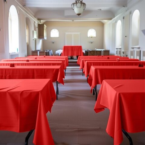 Red long table covers Red long table covers
