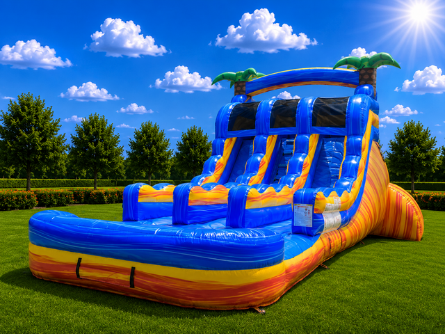 16' Blue Falls Dual lane slide center climb with pool 16' Blue Falls Dual lane slide center climb with pool