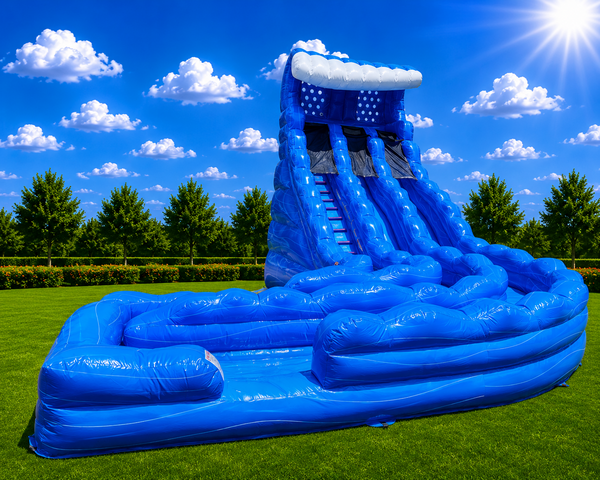 18' Monster Wave Dual Lane With Inflated Landing Pad 18' Monster Wave Dual Lane With Inflated Landing Pad