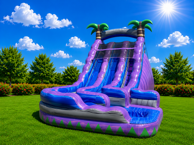 19' Purple Curve dual lane water slide with pool 19' Purple Curve dual lane water slide with pool