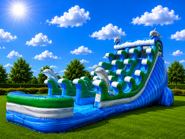 20' Dolphin Double Dip water slide with pool 20' Dolphin Double Dip water slide with pool