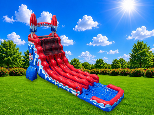 Red White and Cool waterslide with pool Red White and Cool waterslide with pool