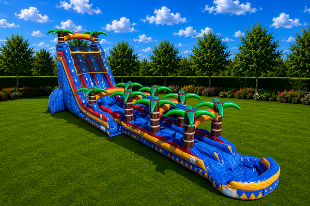 24' Tropical Inferno dual lane waterslide with slip n slide 24' Tropical Inferno dual lane waterslide with slip n slide