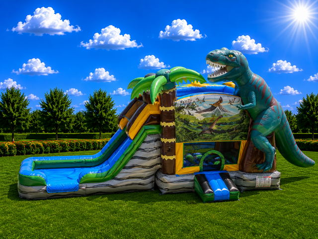 Jurassic Bounce House with Dual Lane Slide Jurassic Bounce House with Dual Lane Slide