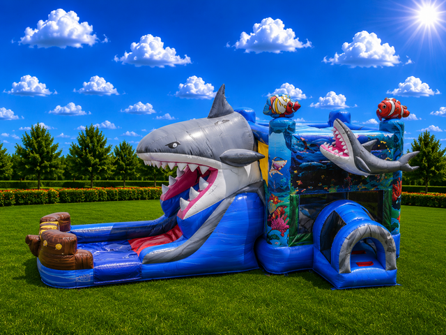 Shark Bounce House with Dual Lane Slide Shark Bounce House with Dual Lane Slide