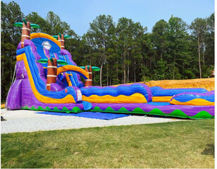 22 Foot Tropical Hurricane Double Lane Inflated Pool Extended Lane Marble Orange