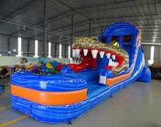 Gator Chomp 20' Dual lane Water slide with pool