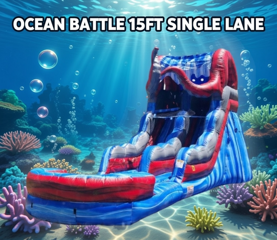 15FT OCEAN BATTLE SLIDE. WET/DRY 15FT OCEAN BATTLE SLIDE. WET/DRY