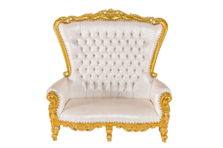 Loveseat Throne Chair- White and Gold