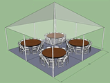 20 x 20 FRAME TENT PKG. 32 WHITE CHAIRS 4 TABLES $425