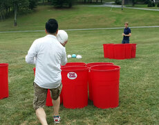 Giant Red Can Game with ball(12 cans) $95