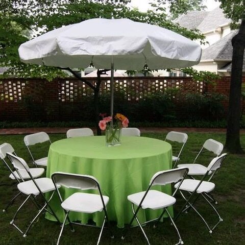 UMBRELLA WHITE WITH WHITE BASE AND TABLE $35
