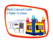 15x15 Multi-colored Castle, 2 Tables and 12 chairs 15x15 Multi-colored Castle, 2 Tables and 12 chairs