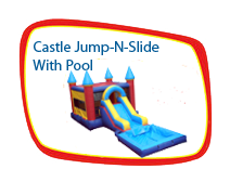 Multi-colored Castle Jump and Slide with Pool Multi-colored Castle Jump and Slide with Pool