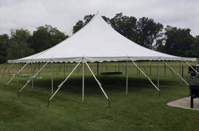 30x30 Pole Tent 900 Sq ft White and Pink Seats 75110 30x30 Pole Tent 900 Sq ft White and Pink Seats 75110
