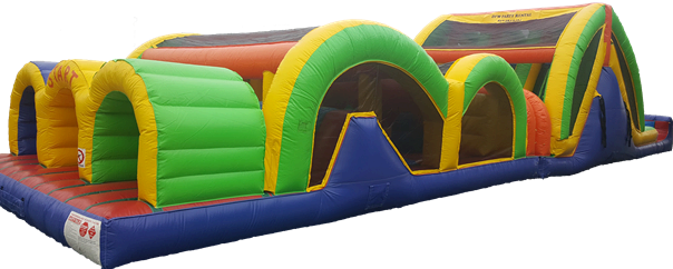 3 Lane Mega Thrill Obstacle Course with Slide Side