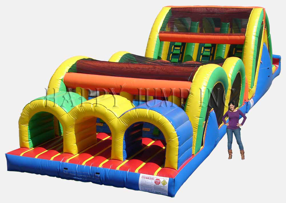 3 Lane Mega Thrill Obstacle Course with Slide