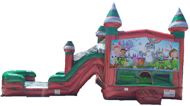 Easter Midnight Castle Bounce House with Dual Slide Easter Midnight Castle Bounce House with Dual Slide