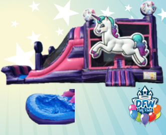 Purple Unicorn Dual Lane Water Slide with Choice of Pool or Bumper Purple Unicorn Dual Lane Water Slide with Choice of Pool or Bumper