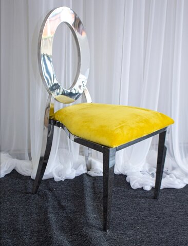Oz Chrome Chair w/Mustard Yellow Velvet Cushion Oz Chrome Chair w/Mustard Yellow Velvet Cushion