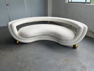 Zipporah Sofa - Off White with Gold Base (Zuh · paw · ruh) - NEW
