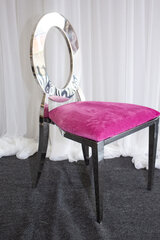 Oz Chrome Chair w/ Fuchsia Pink Velvet Cushion