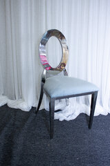 Oz Chrome Chair w/ Baby Blue Velvet Cushion