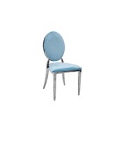 Olivia Chrome Chair w/Baby Blue Velvet Cushion