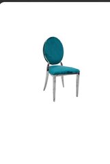 Olivia Chrome Chair w/Turquoise Velvet Cushion
