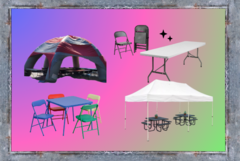 <font color = purple> Tables, Tents, Chairs 