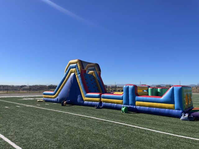 50’ obstacle course with a slide 