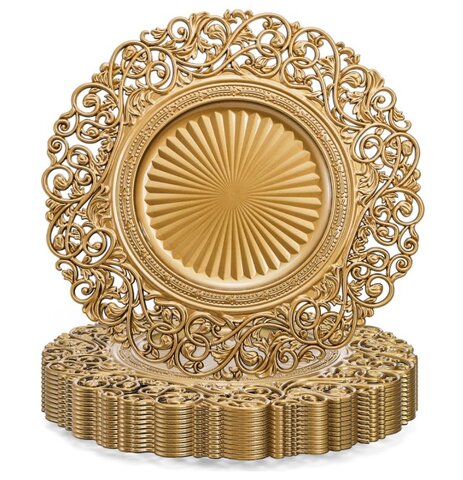 Gold Charger with Deco Rim - 13 Gold Charger with Deco Rim - 13