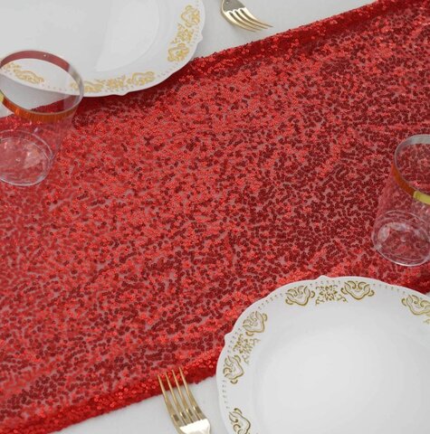 Red Sequin Table Runner 12 Red Sequin Table Runner 12
