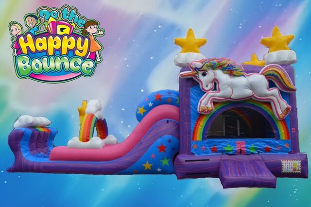 Rainbow Unicorn Bounce Dual Slide Combo Rainbow Unicorn Bounce Dual Slide Combo