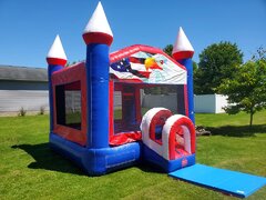 Patriotic Red, White, and Blue Bounce House