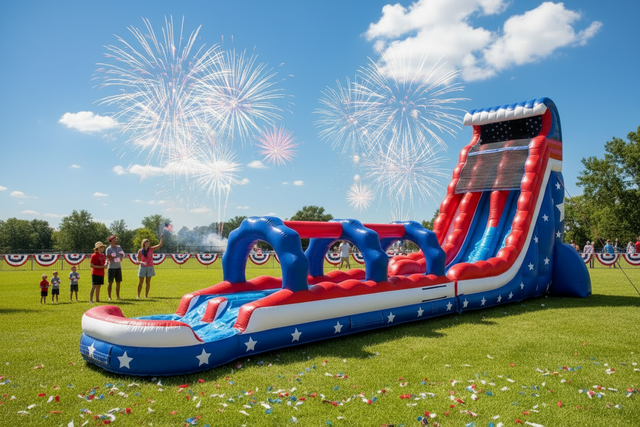 27 ft Dual Lane Patriotic Water Slide 27 ft Dual Lane Patriotic Water Slide