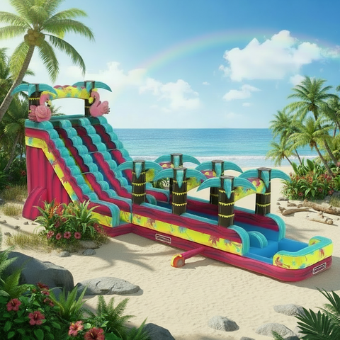 22 ft Dual Lane Paradise Palms With Slip n Slide 22 ft Dual Lane Paradise Palms With Slip n Slide