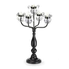 Black Tealight Candelabra with Hanging Crystals, 18