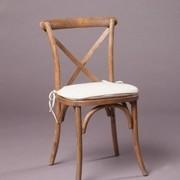 Wood Cross Back Chair, w/ Oatmeal Cushion