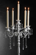 White Candelabra with Hanging Crystals