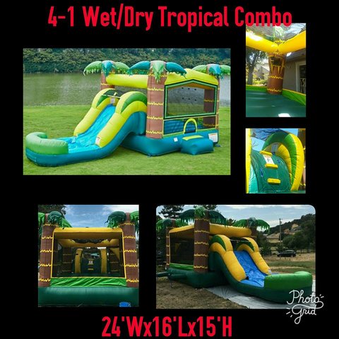 4th of July 5-1 Wet Tropical Athletic Combo with Basketball hoop