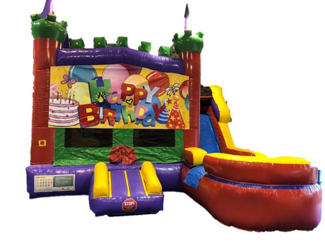 Castle Combo w/ Slide- Birthday Banner Castle Combo w/ Slide- Birthday Banner