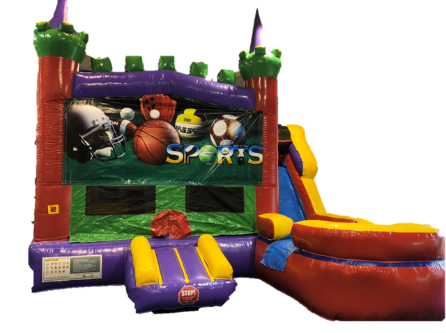 Castle Combo w/ Slide- Sports Banner Castle Combo w/ Slide- Sports Banner