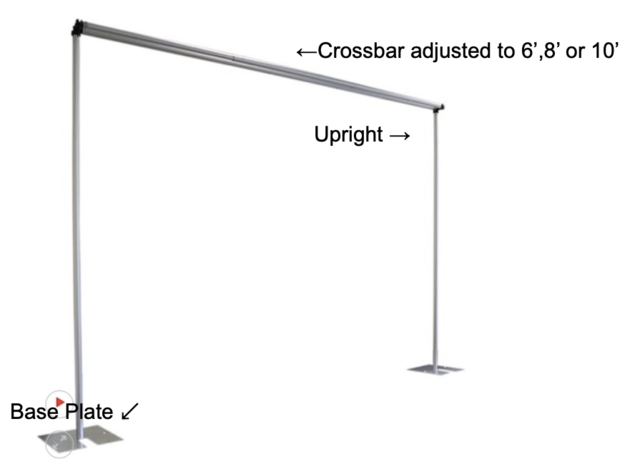 10' Crossbar, adjustable 6-8-10 for Pipe & Drape